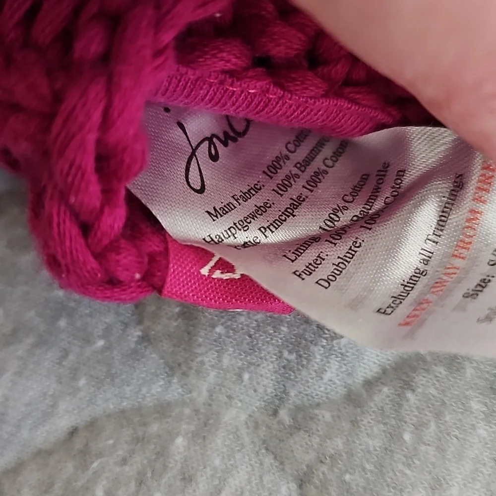 Joules Pink Knit Lined Mittens Gloves S 6m-24m 100% Cotton